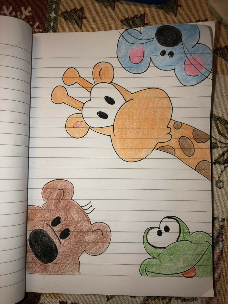 Desenhos de animais fofos em papel para desenhar no tédio