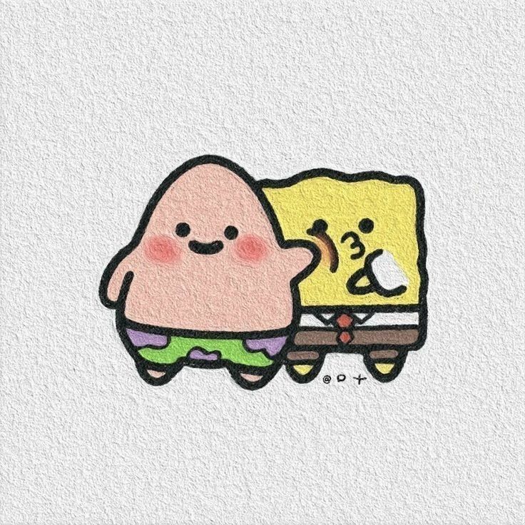 Desenho fofo de dois personagens amigos sorridentes