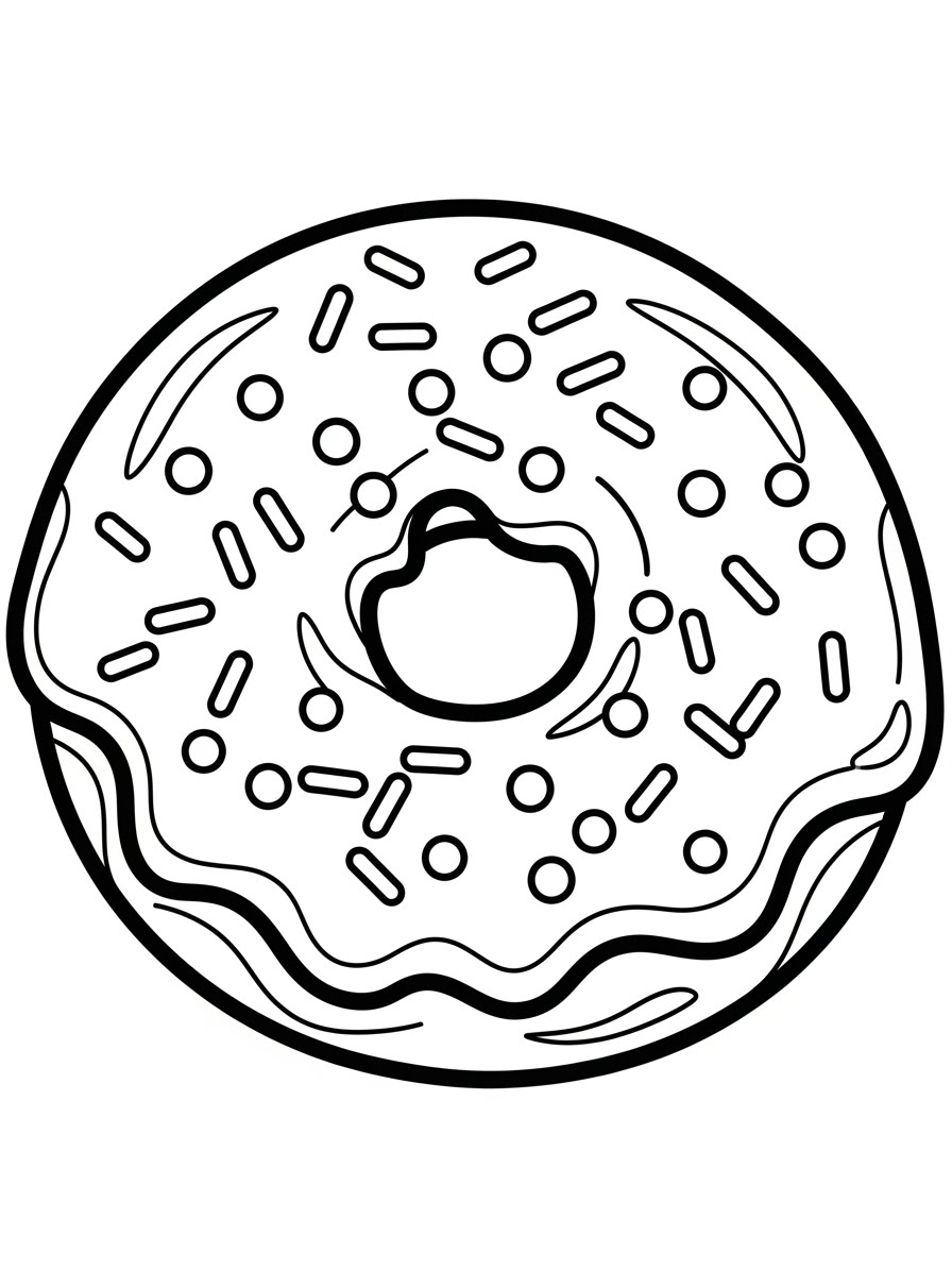 Desenho de Comida de donut com granulado para colorir