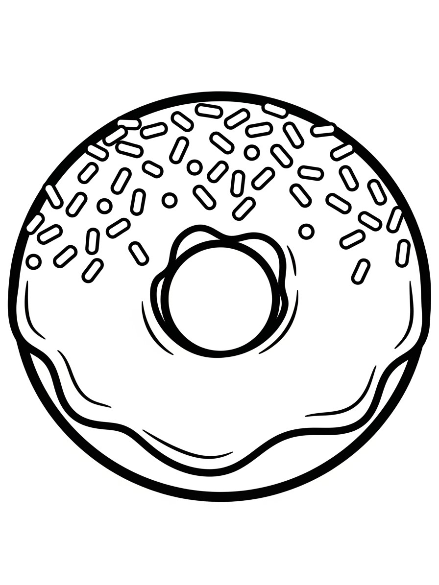 Desenho de Comida com donut com confeitos para colorir