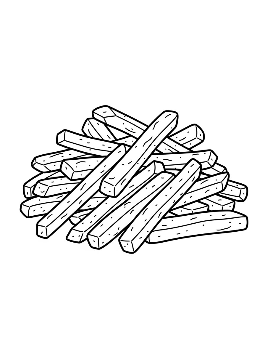 Desenho de Comida com palitos de batata frita para colorir