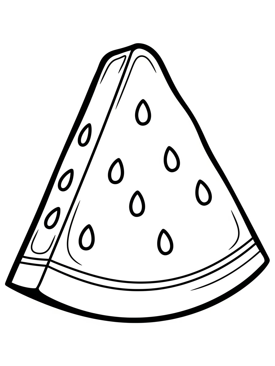 Desenho de Comida com uma fatia de melancia para colorir