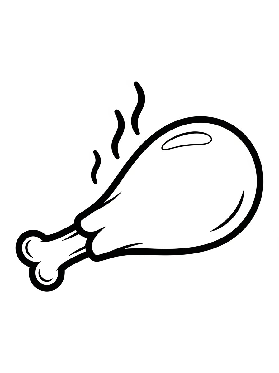 Desenho de Comida com coxa de frango para colorir