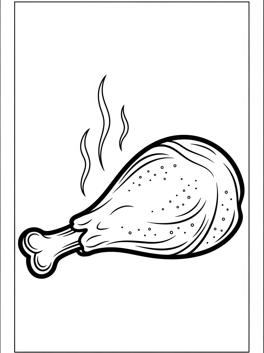 Desenho de Comida prato de frango assado para colorir