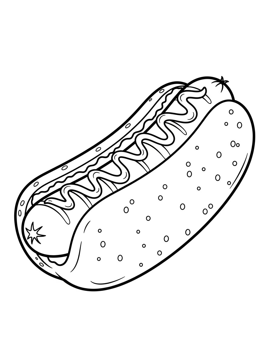 Desenho de Comida com cachorro-quente para colorir