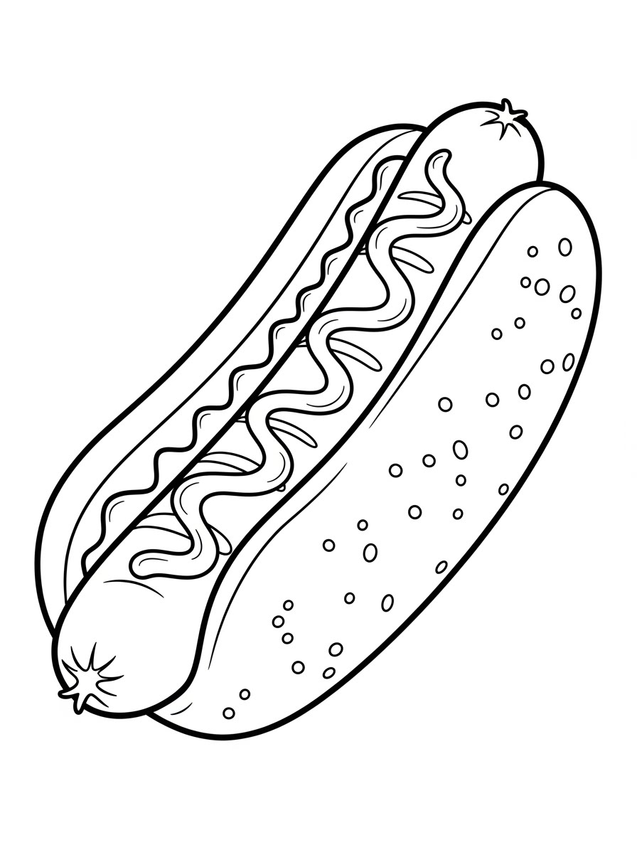 Desenho de Comida com cachorro-quente para colorir