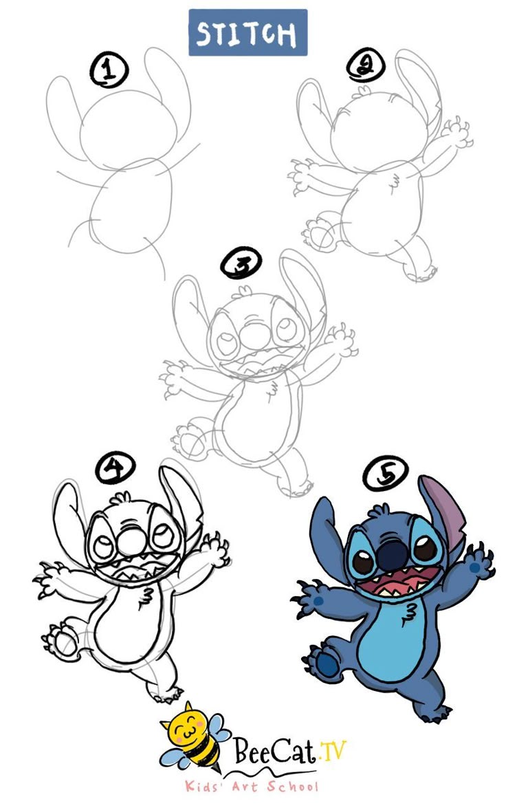 Como Desenhar o Stitch em etapas simples