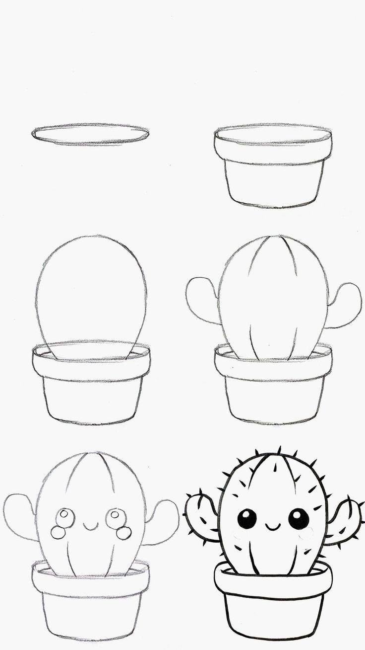 Como Desenhar um cacto fofo passo a passo