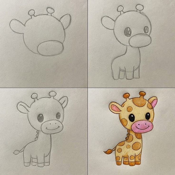 Como Desenhar uma girafa fofa a lápis