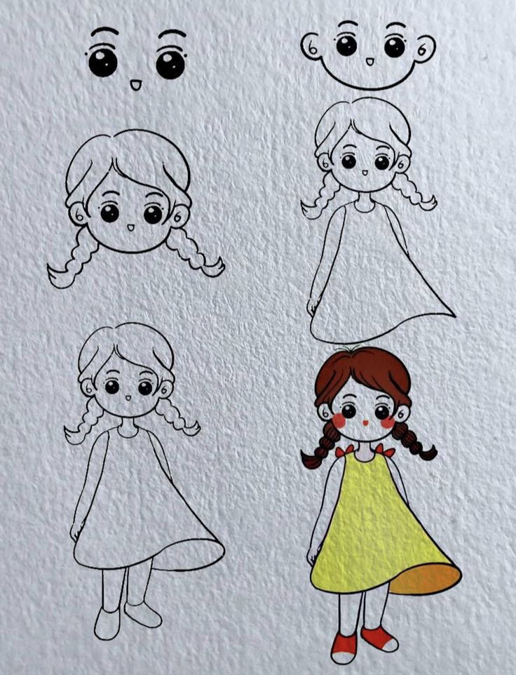 Como Desenhar uma menina com vestido