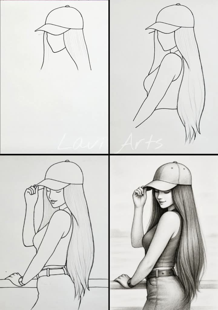 Como Desenhar uma jovem usando boné