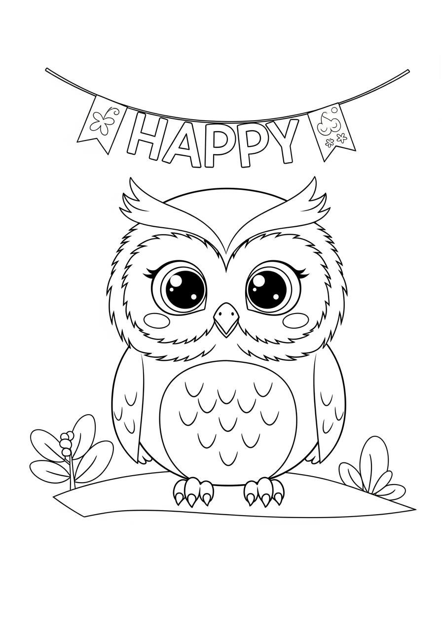Desenho de Coruja fofa e simples para colorir