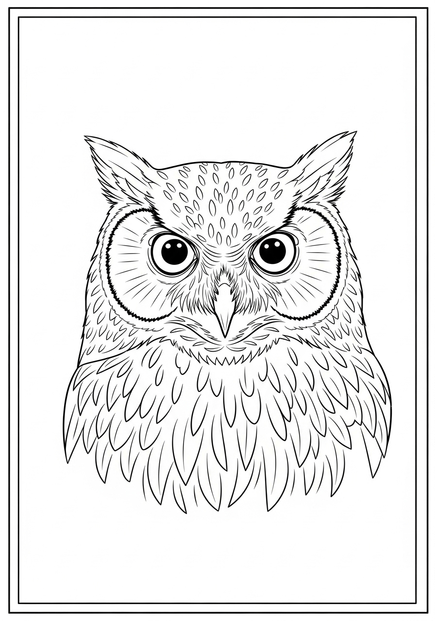 Desenho de Coruja detalhada a lápis para colorir