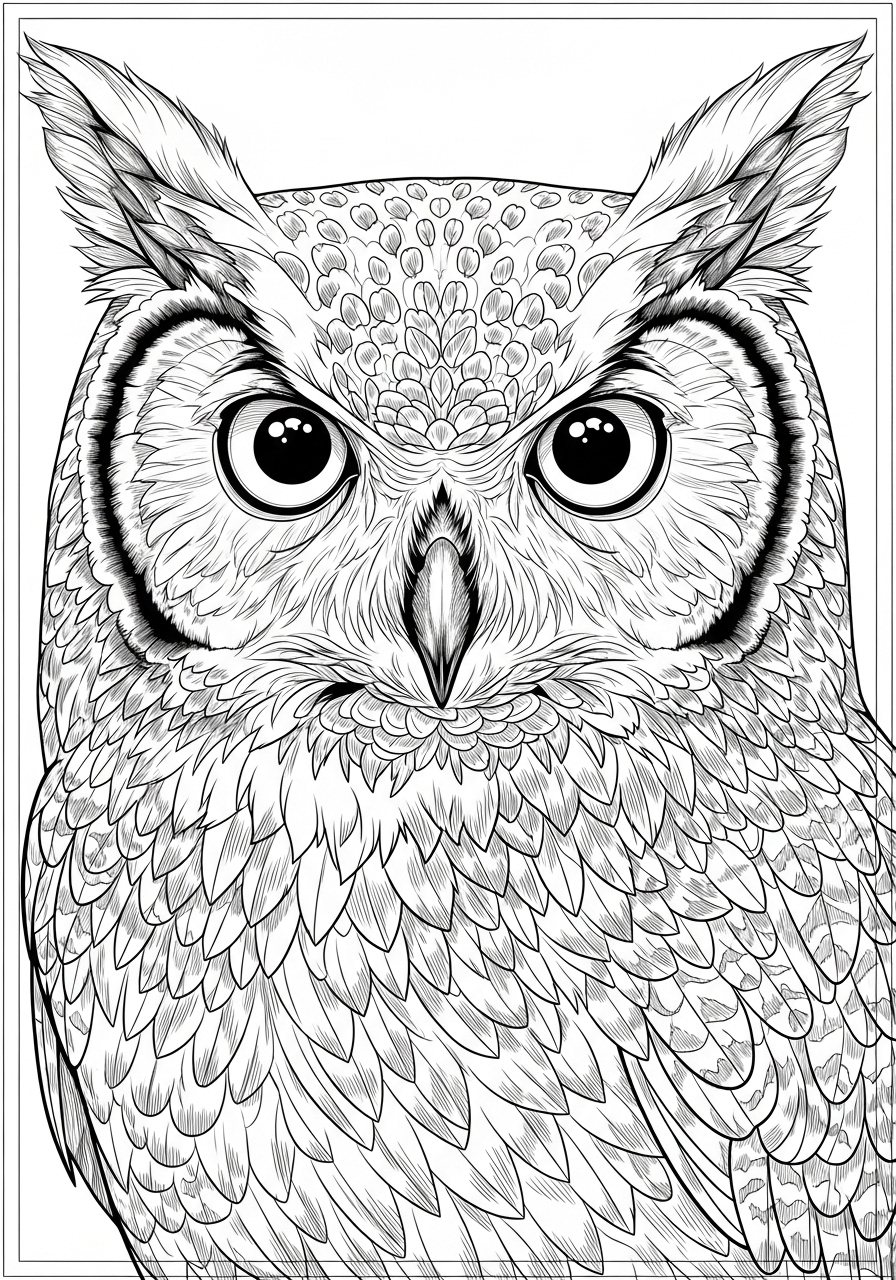 Desenho de Coruja realista para colorir