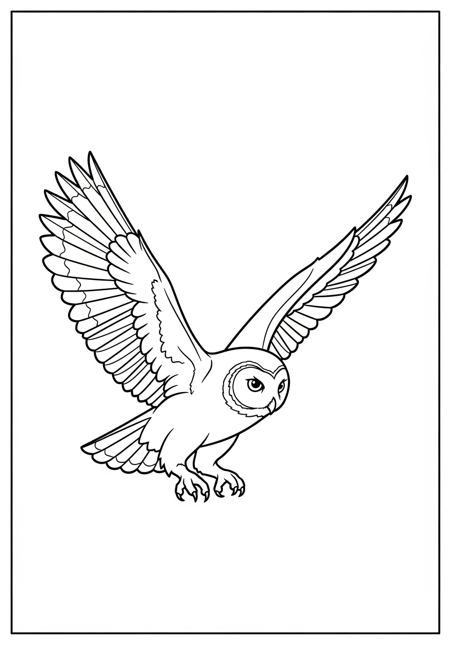 Desenho de Coruja com asas abertas para colorir