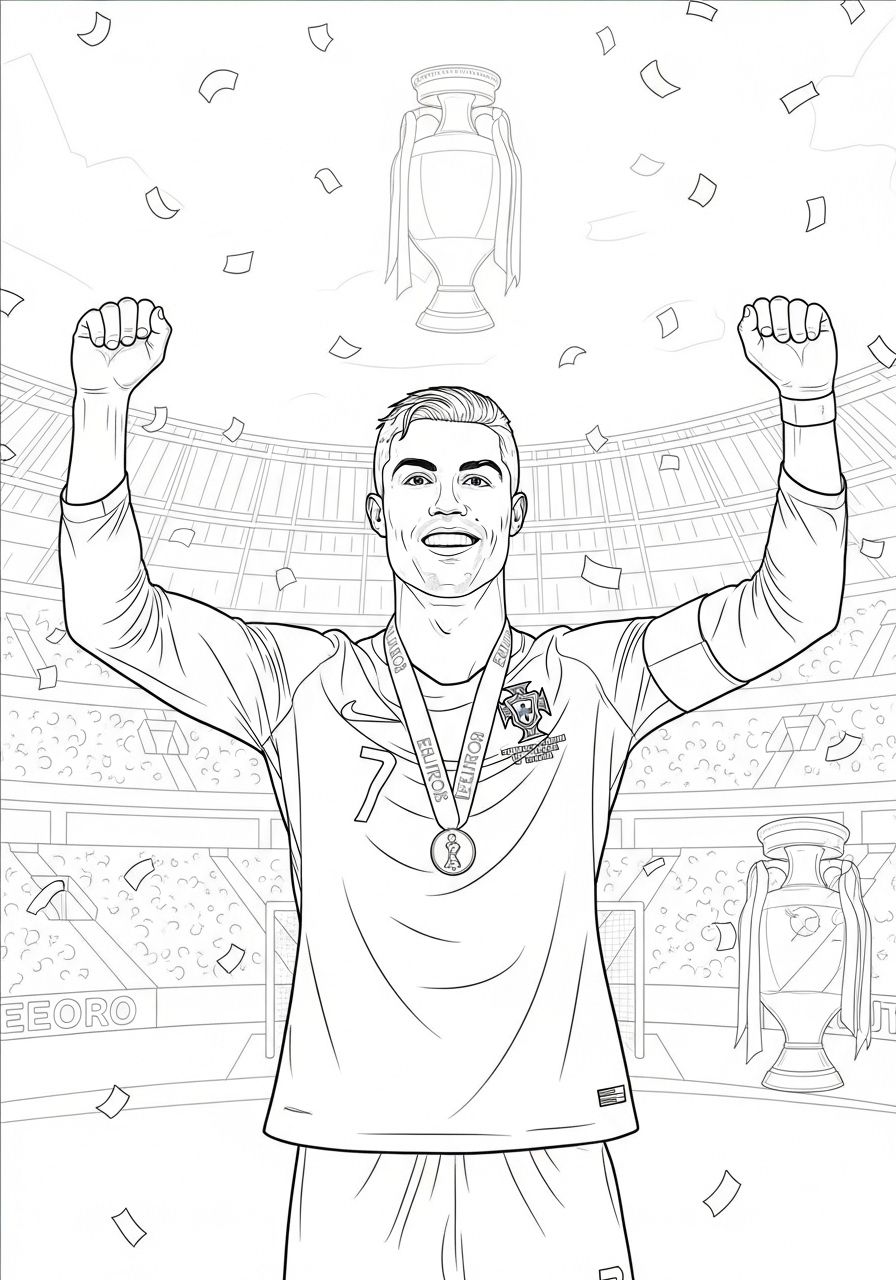 Desenho do Cristiano Ronaldo comemorando vitória