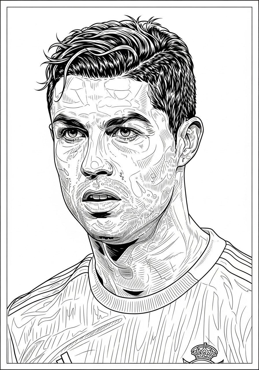 Desenho do Cristiano Ronaldo para imprimir e colorir