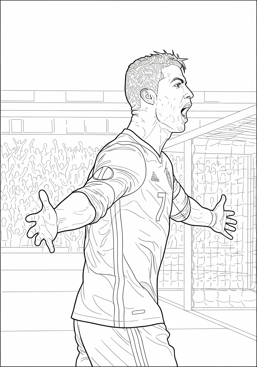Desenho do Cristiano Ronaldo comemorando gol
