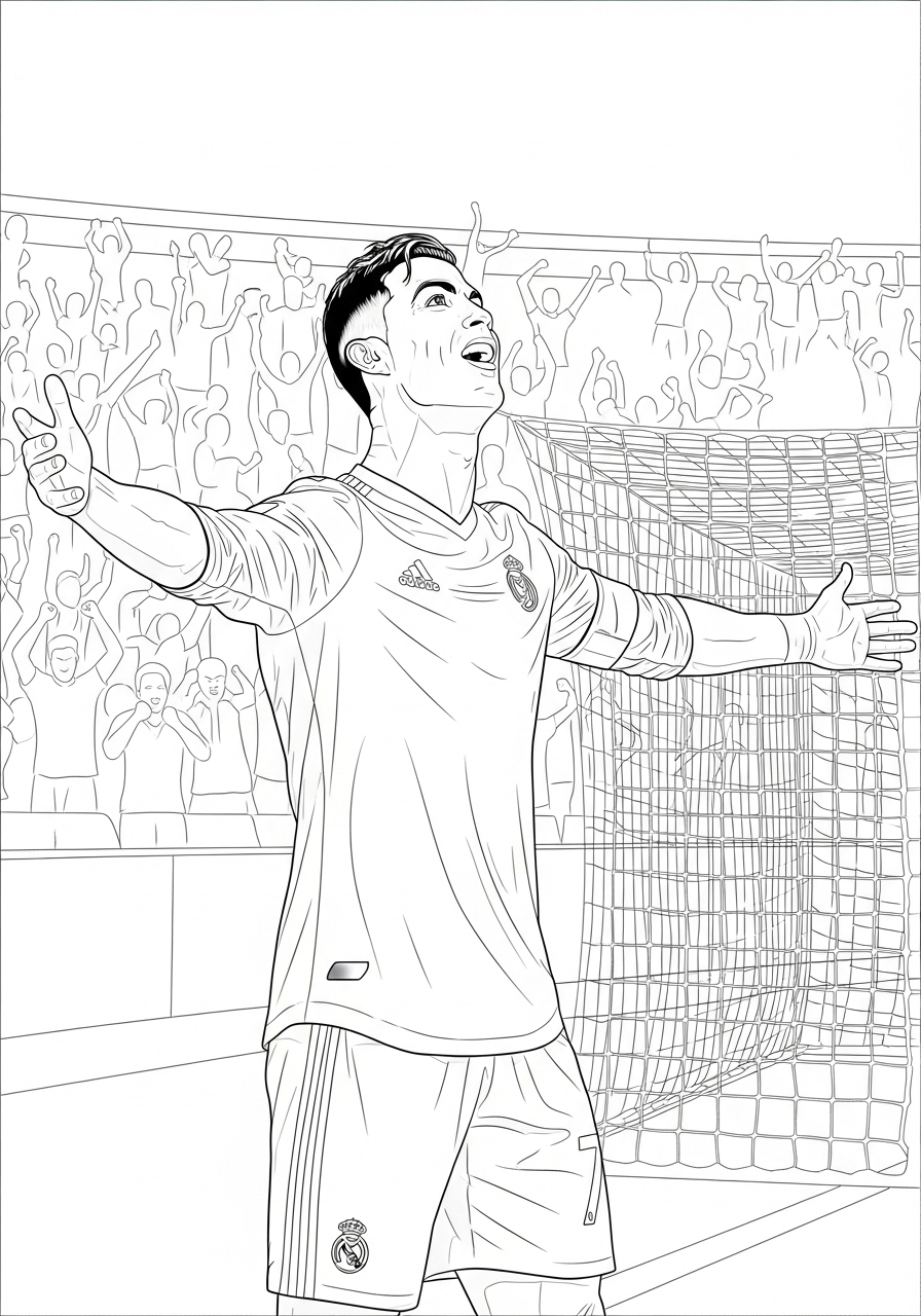 Desenho do Cristiano Ronaldo celebrando em campo