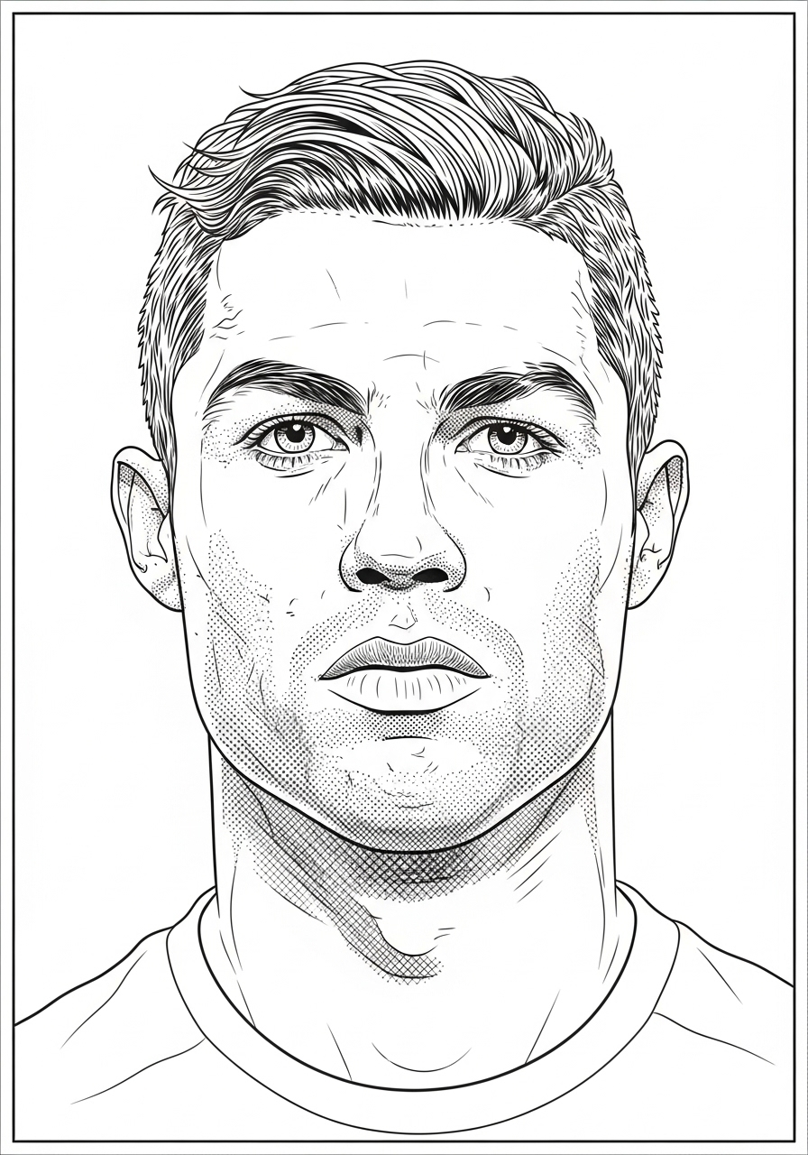 Desenho do rosto de Cristiano Ronaldo para colorir
