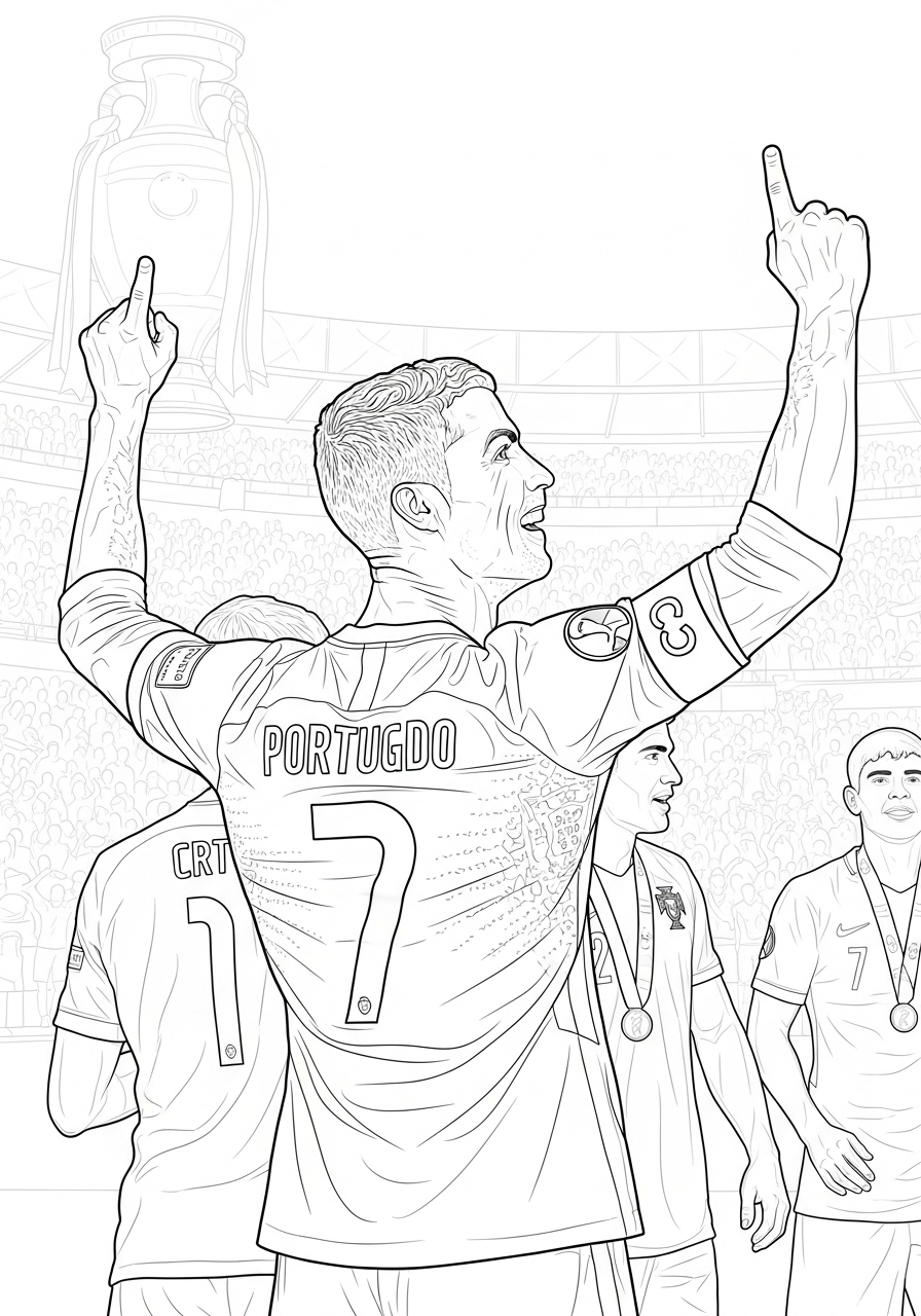 Desenho do Cristiano Ronaldo comemorando vitória