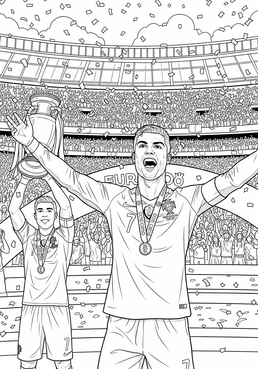 Desenho do Cristiano Ronaldo comemorando vitória