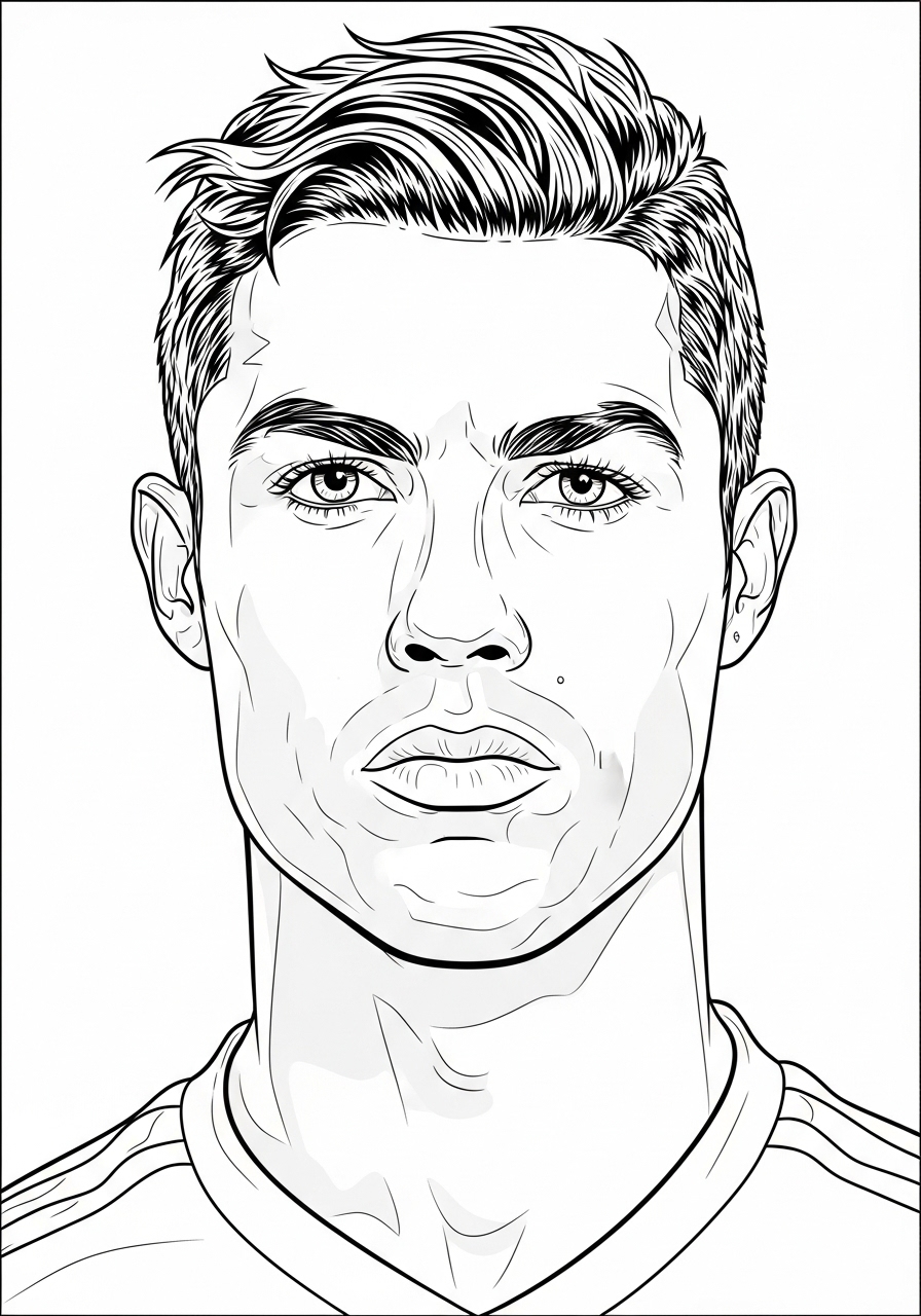 Desenho do Cristiano Ronaldo de frente para colorir
