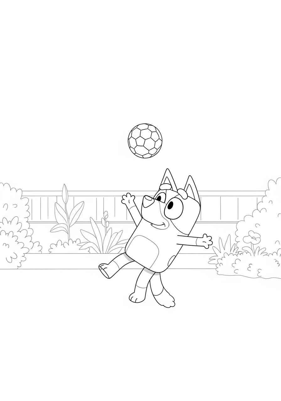 Desenho Bluey Jogando Futebol para imprimir e colorir