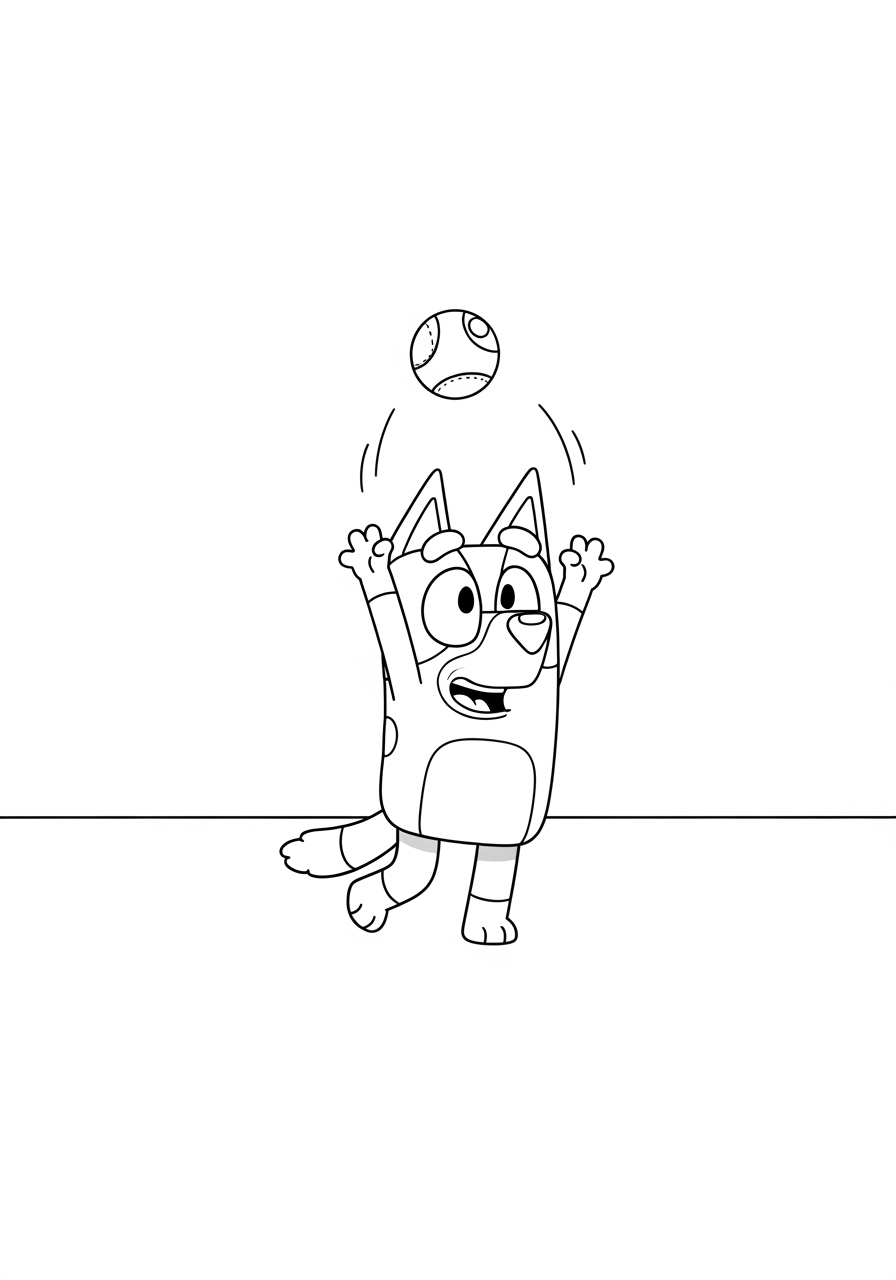 Desenho Bluey Feliz Brincando com uma Bola para colorir