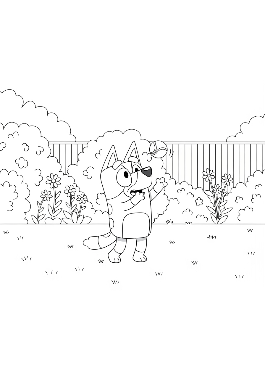 Desenho Bluey Brincando com uma Borboleta para colorir