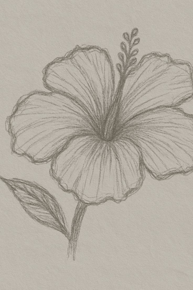 Desenho a Lápis: flor hibisco para desenhar
