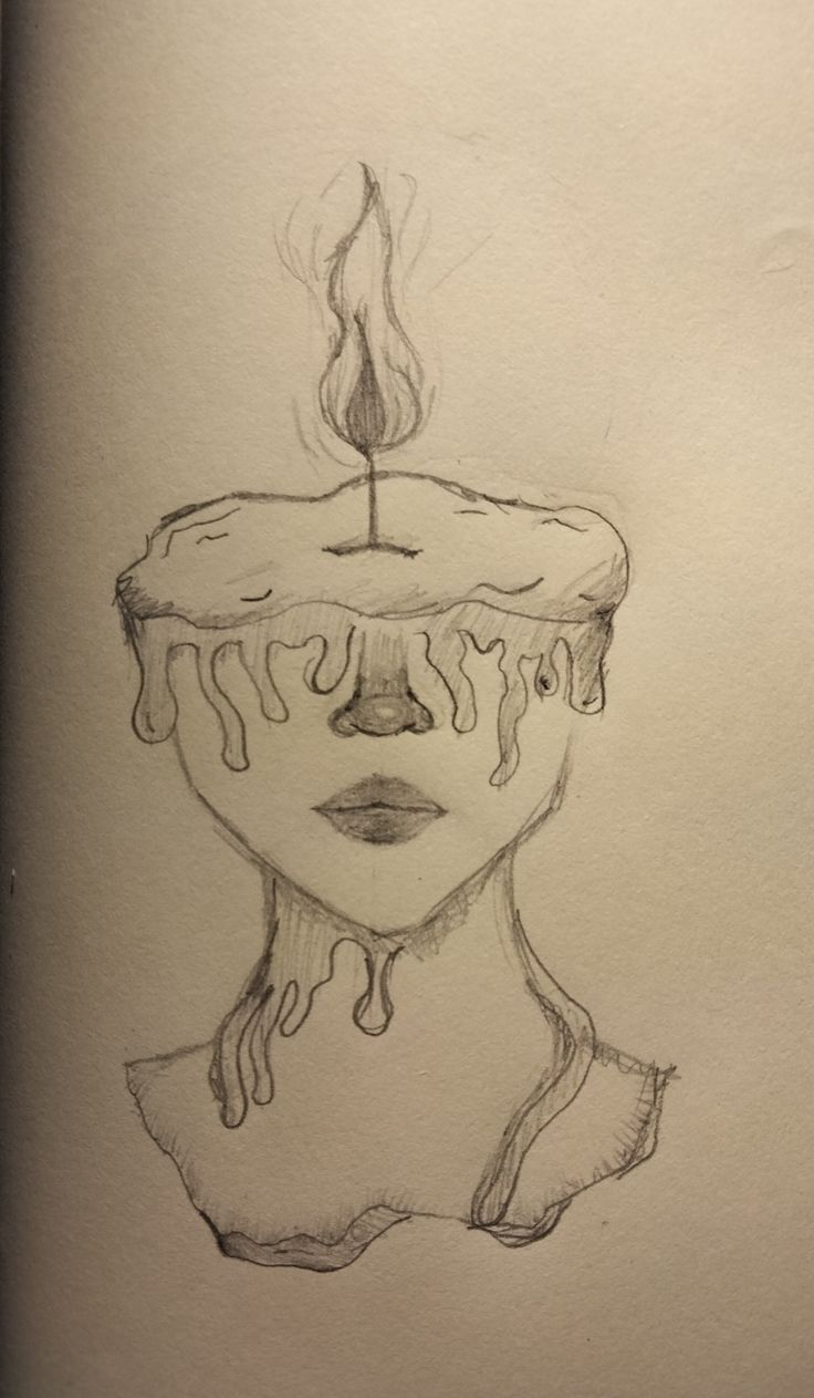 Desenho a Lápis: rosto com vela derretendo