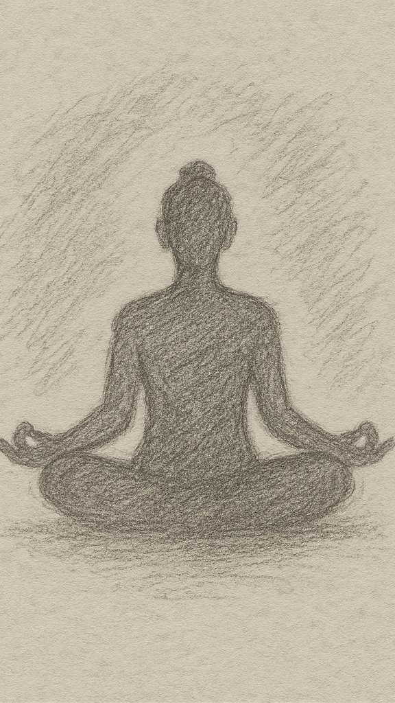 Desenho a Lápis: pessoa meditando em posição de lótus