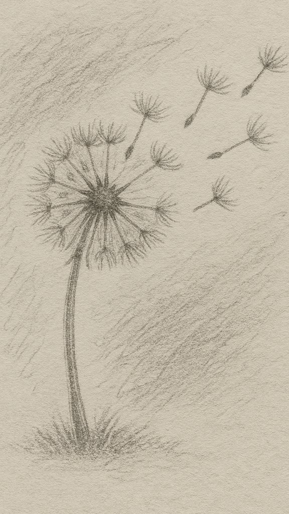Desenho a Lápis: Dente de Leão com Detalhes Delicados