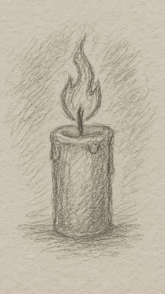 Desenho a Lápis: vela acesa com chamas para desenhar