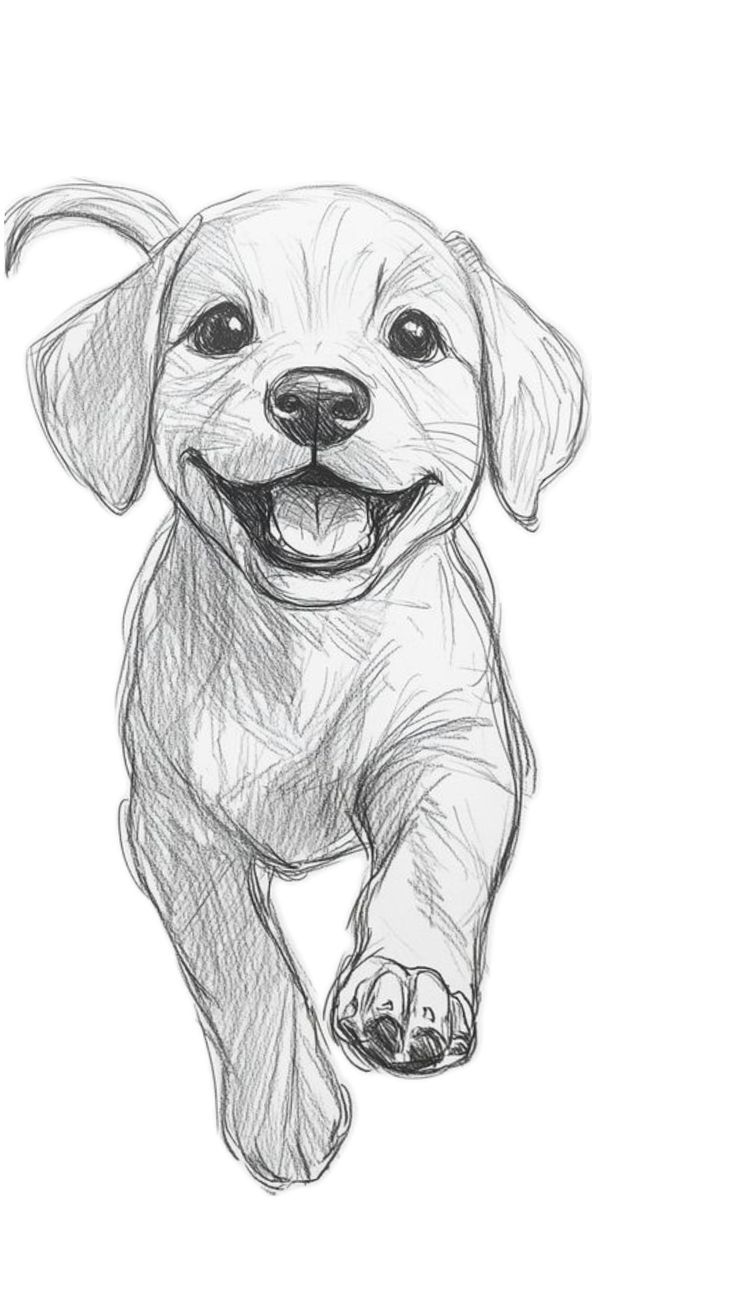 Desenho a Lápis: filhote de cachorro correndo