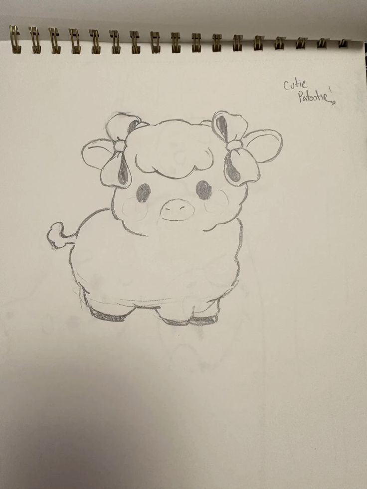 Desenho a Lápis: adorável boi fofinho