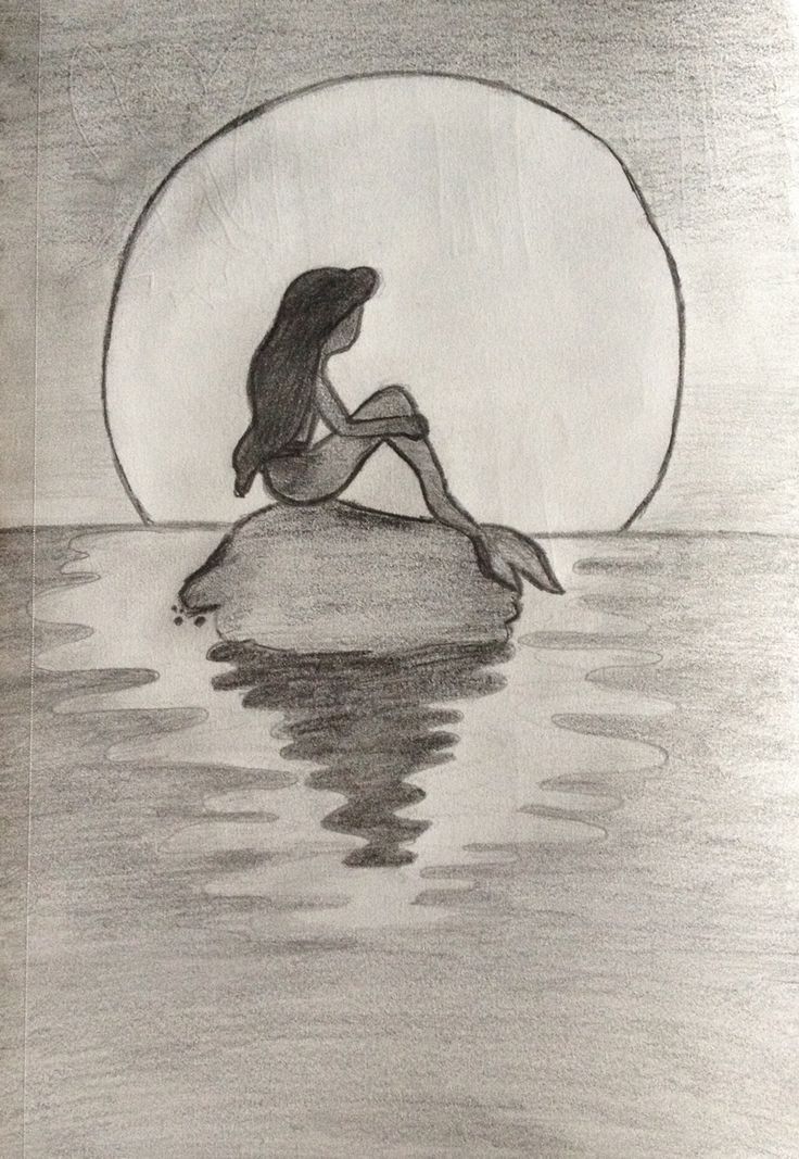 Desenho a Lápis: Sereia e Lua Inspiram Criatividade