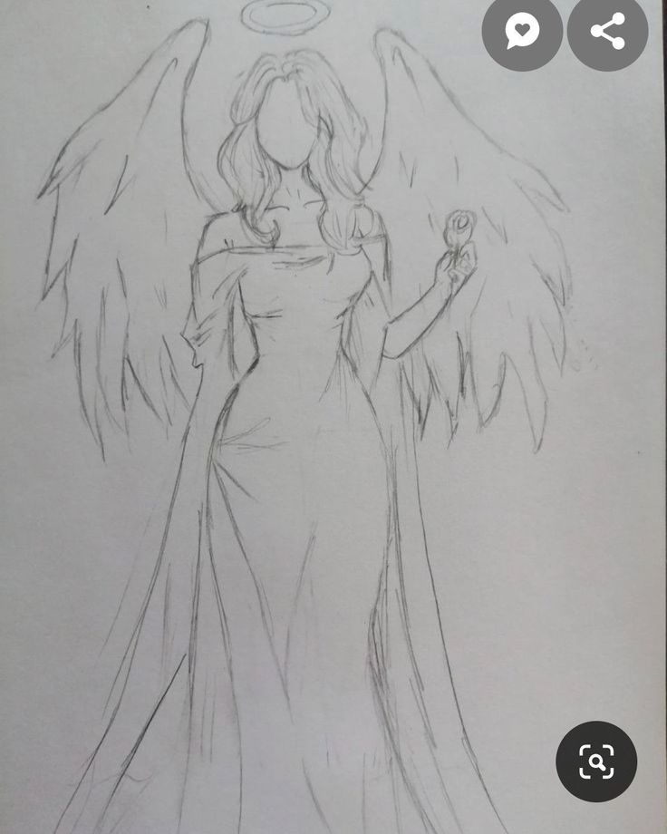 Desenho a Lápis: anjo com asas e auréola para desenhar