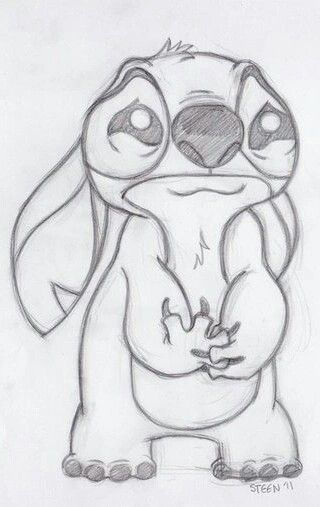 Desenho a Lápis: Stitch personagem animado Disney