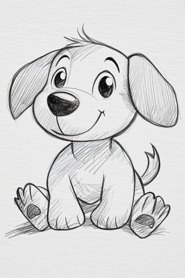 Desenho a Lápis: cachorro animado e fofo
