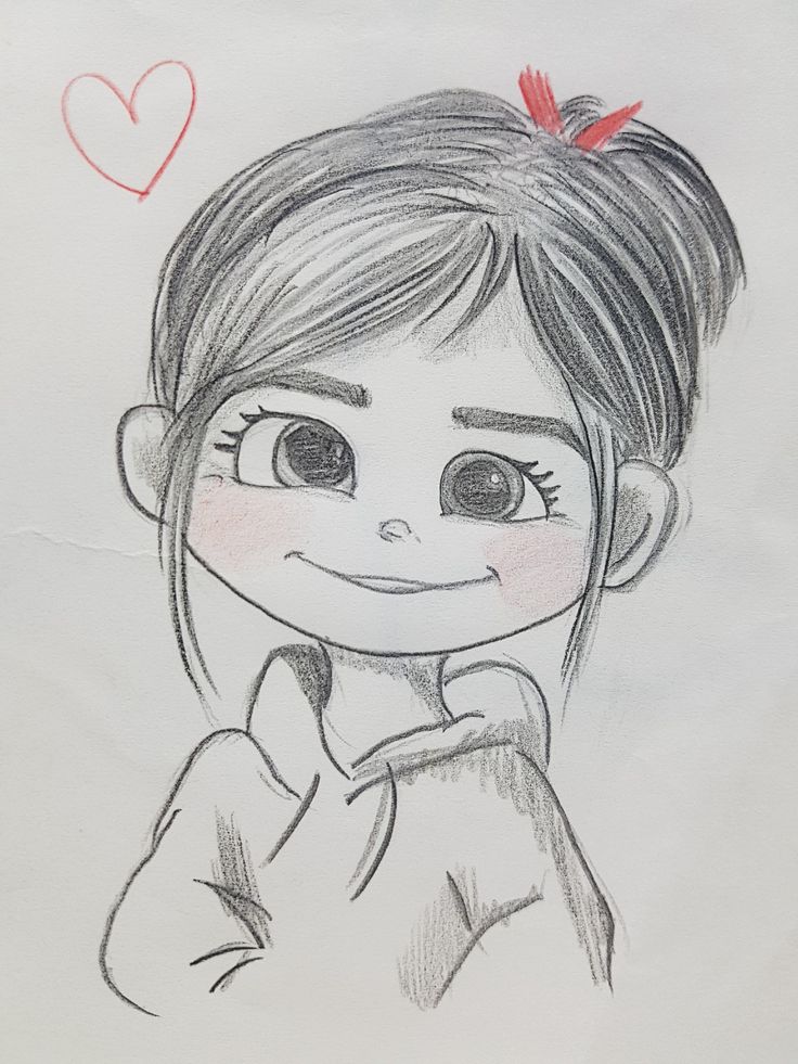 Desenho a Lápis: menininha sorridente com coque