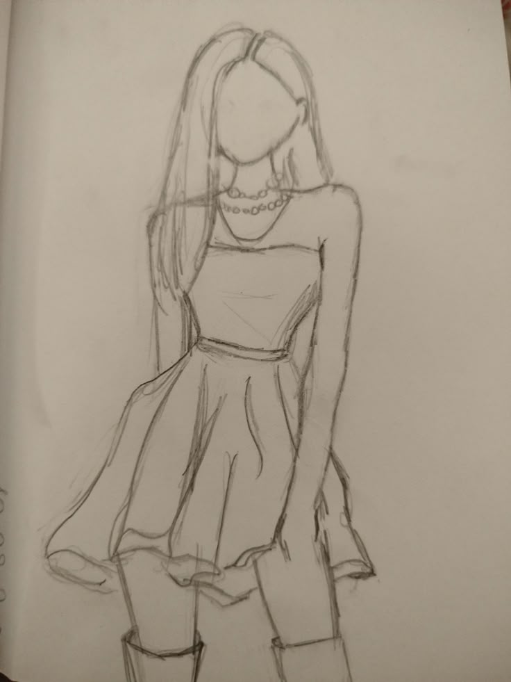 Desenho a Lápis: esboço de mulher sem rosto para desenhar