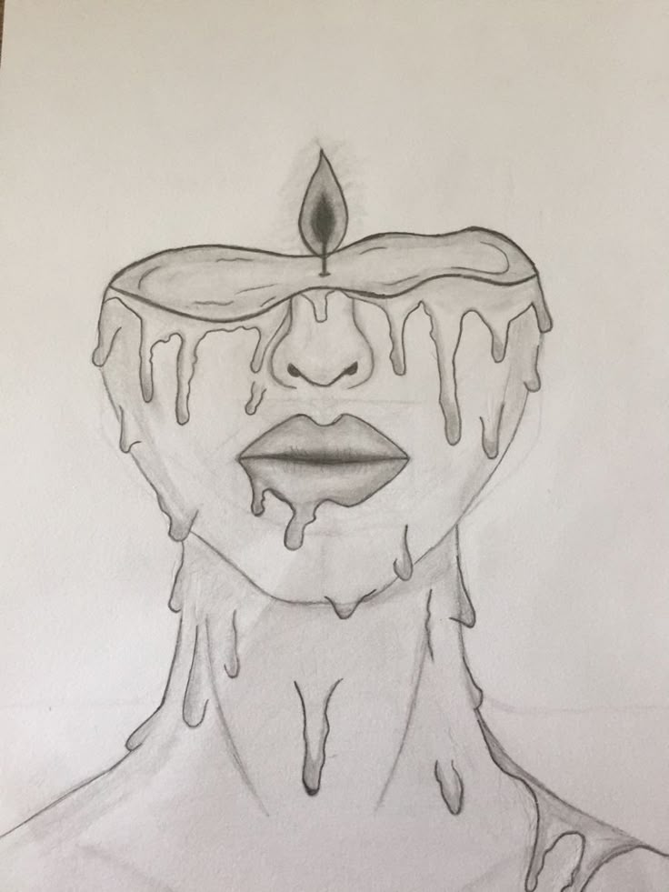 Desenho a Lápis: Rosto com Vela Derretida para Desenhar