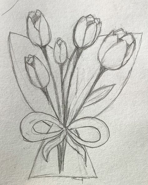 Desenho a Lápis: buquê de tulipas elegante e fácil