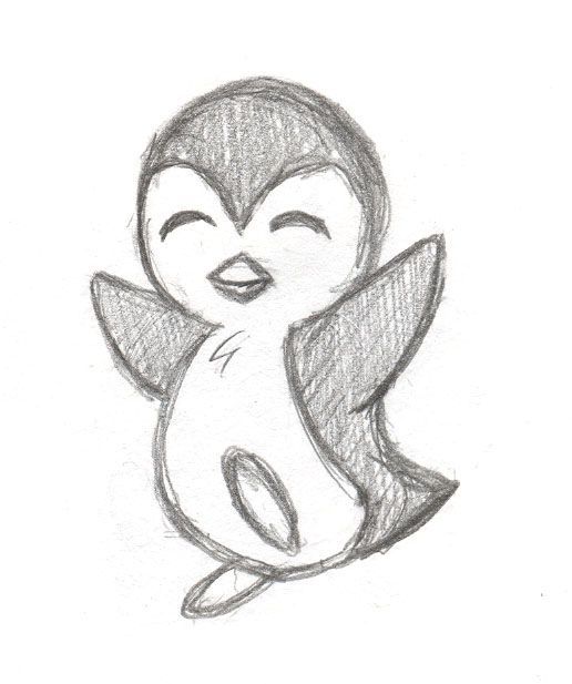 Desenho a Lápis: pinguim sorridente para desenhar