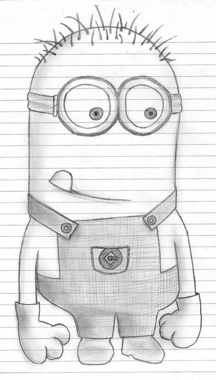 Desenho a Lápis: Minion de perfil detalhado