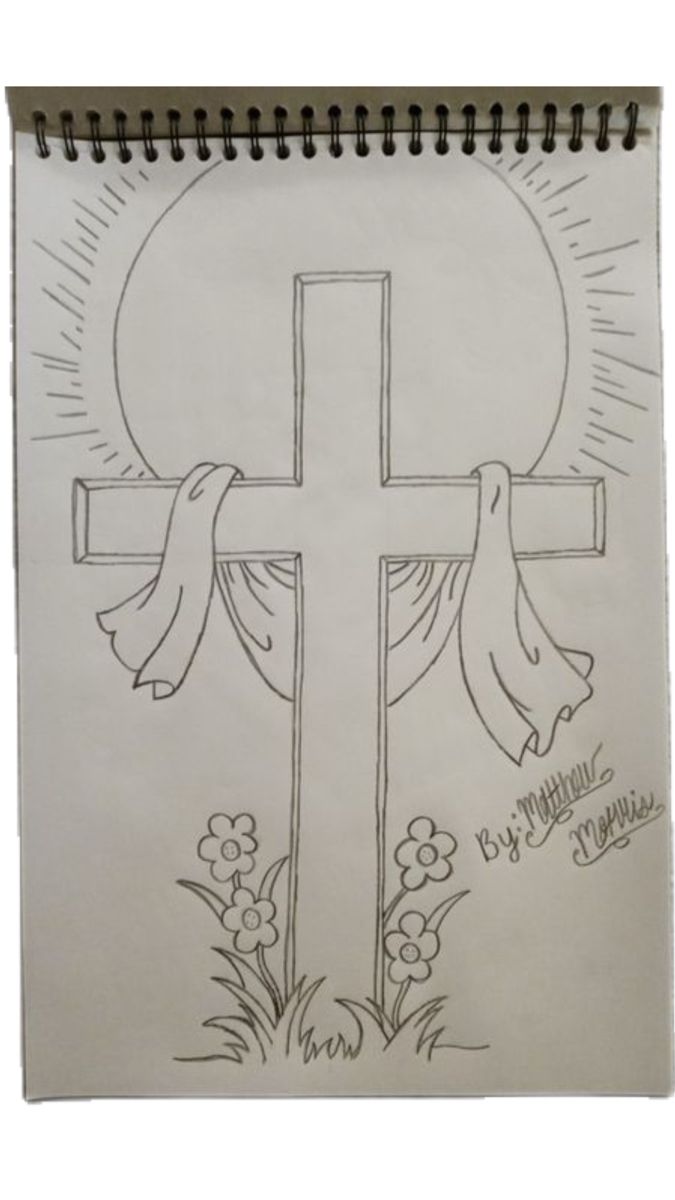 Desenho a Lápis: cruz com manto para desenhar