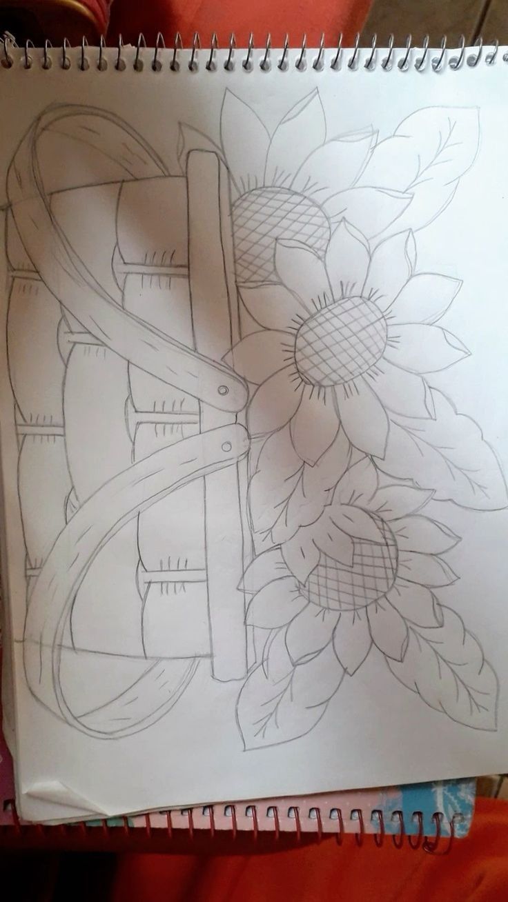 Desenho a Lápis: Cesta com Girassóis para Inspirar