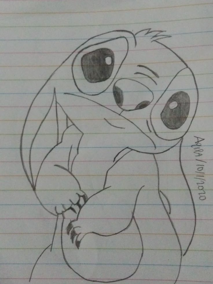 Desenho a Lápis de Stitch fácil e encantador